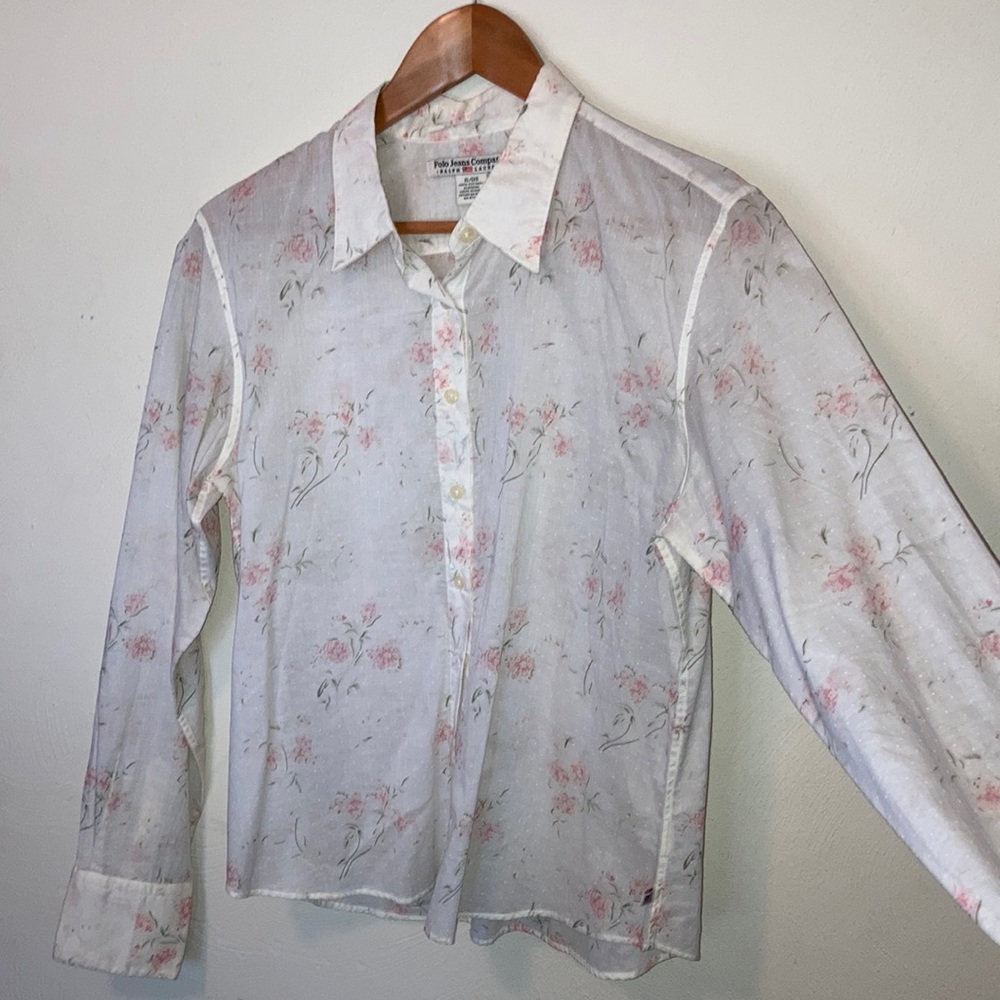 Polo Jeans Co. Ralph Lauren Colton voile button up shirt flower print Sz XL